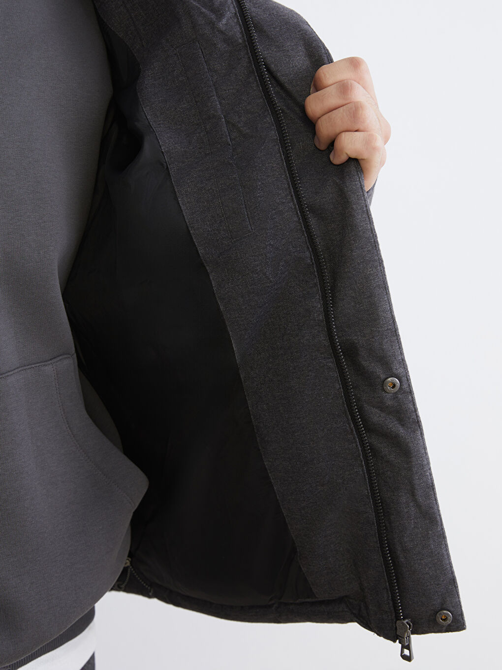 Antrasit Dik Yaka Erkek Şişme Mont-3