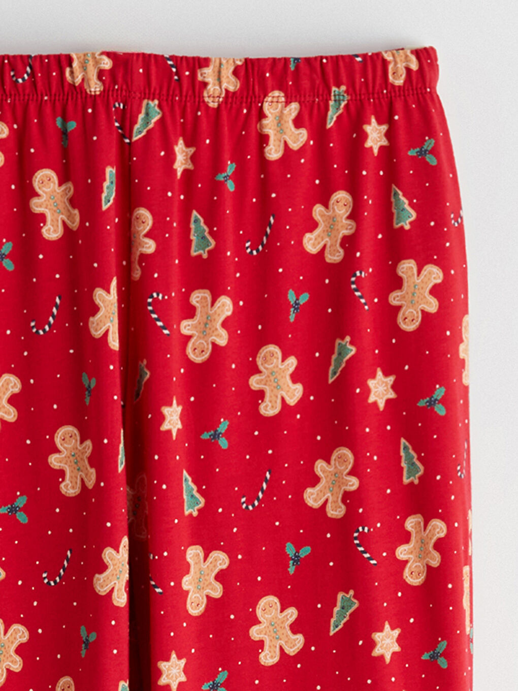 Kırmızı Beli Lastikli Yılbaşı Temalı Kadın Pijama Alt-1