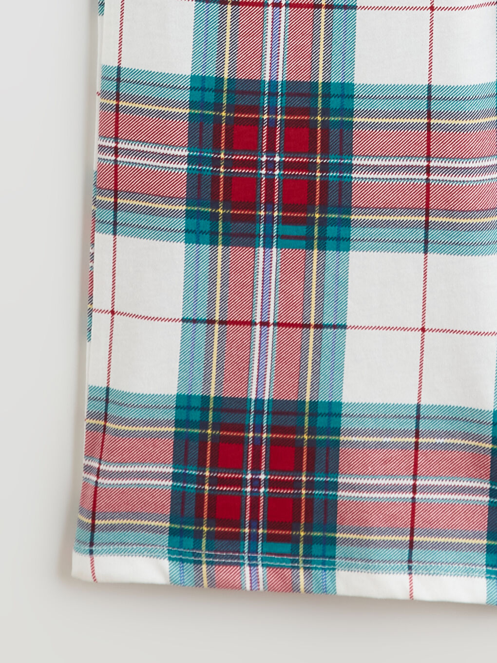 Kırmızı Beli Lastikli Ekose Kadın Pijama Altı-1