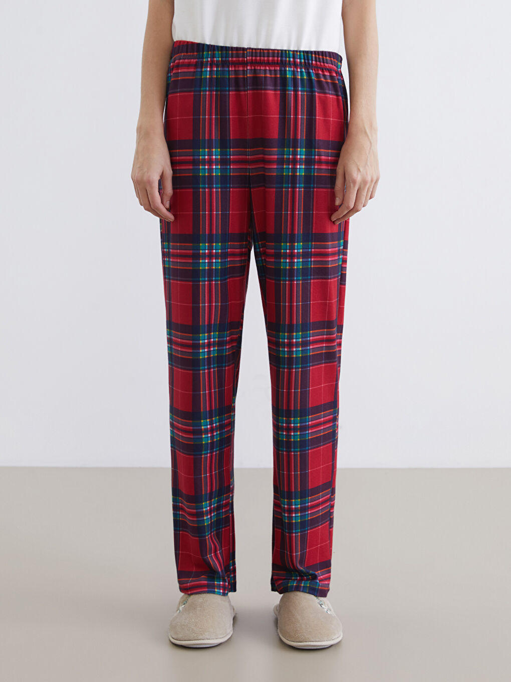 Еластична талія Шотландка Піжама низ для жінок-2