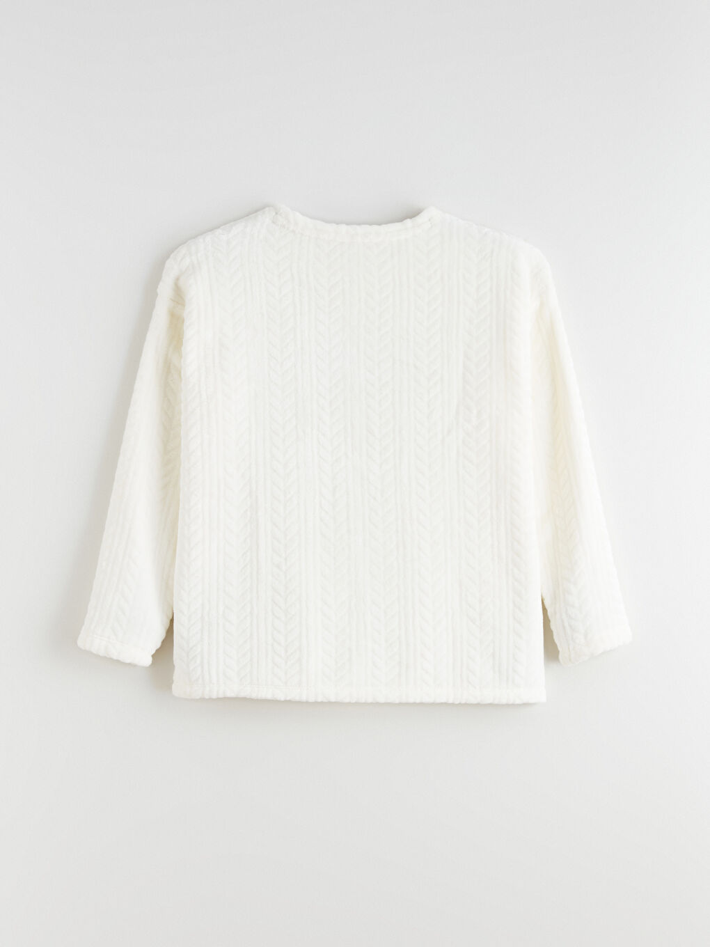 Crew Neck Embroidered Women's Plush Pyjama Set-14