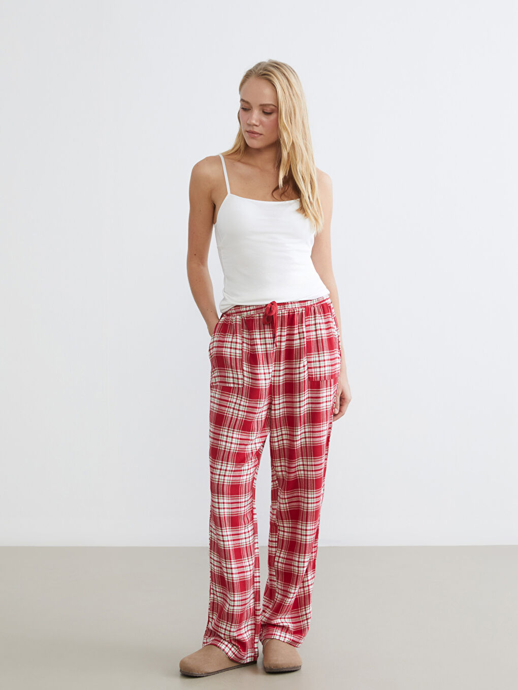 Elasticated Waist Plaid Women's Pyjama Bottoms