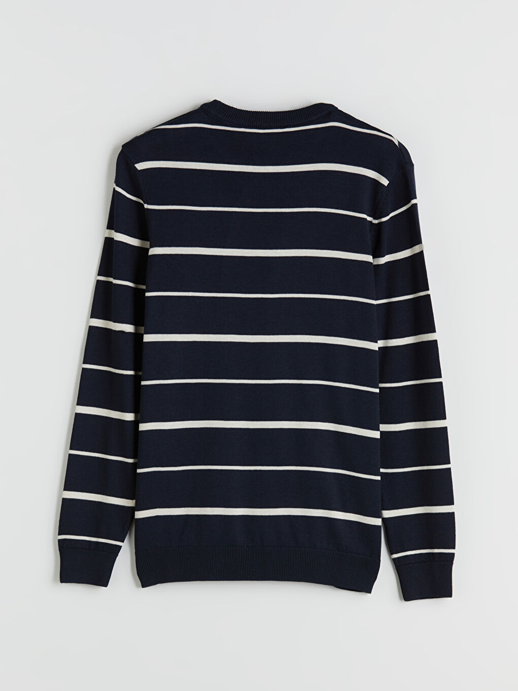 Lacivert Bisiklet Yaka Çizgili Erkek Triko Kazak-7