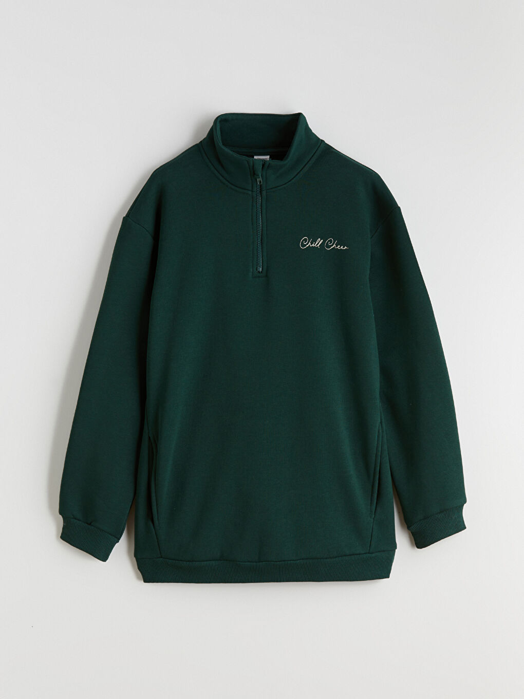 Yeşil Dik Yaka Erkek Çocuk Sweatshirt-2