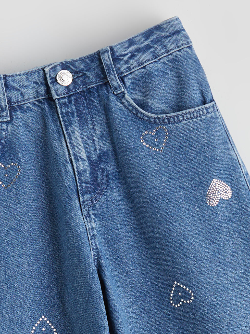 Farmerke sa širokim nogavicama ukrašene cirkonima za devojčice-1