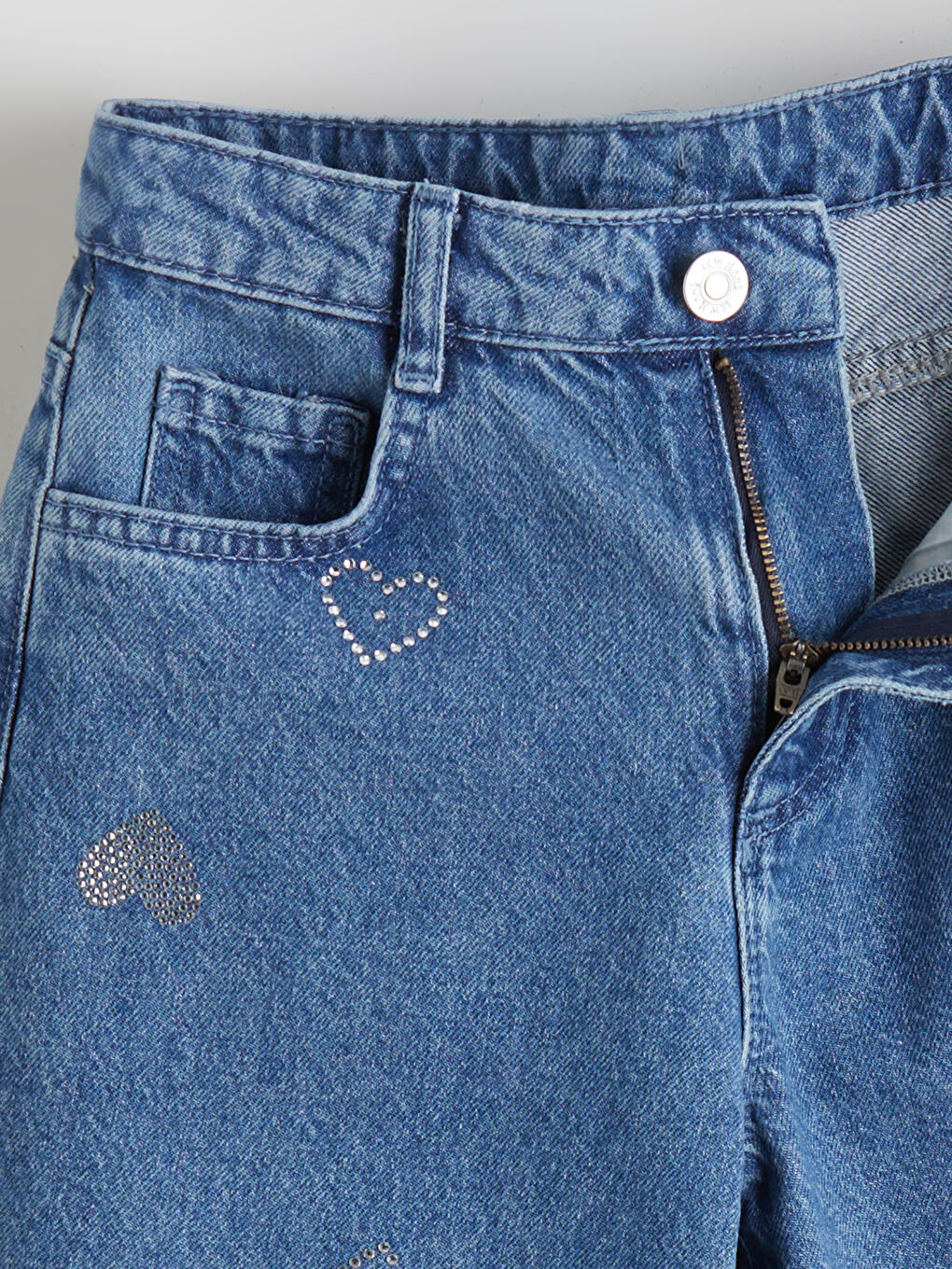 Farmerke sa širokim nogavicama ukrašene cirkonima za devojčice-2