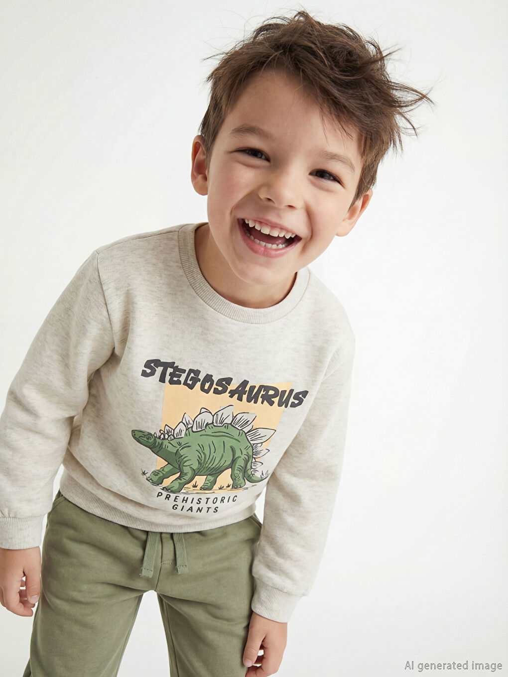 Crew Neck Printed Boys' Thick Sweatshirt