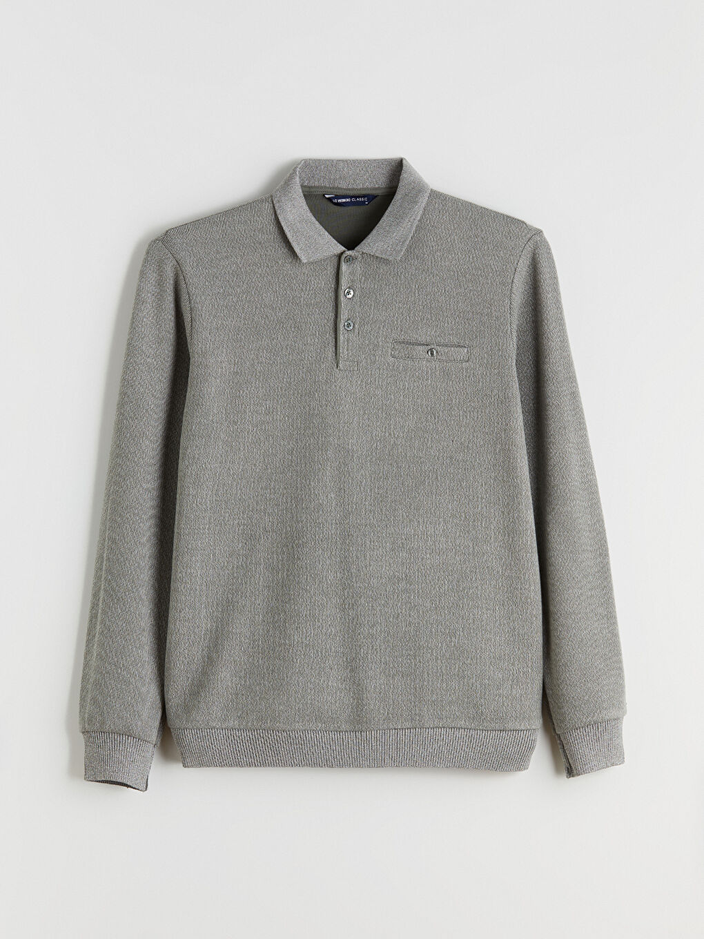 Yeşil Polo Yaka Uzun Kollu Erkek Sweatshirt-4