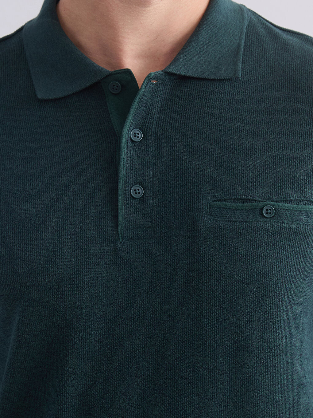Polo Neck Long Sleeve Men's Sweatshirt-4