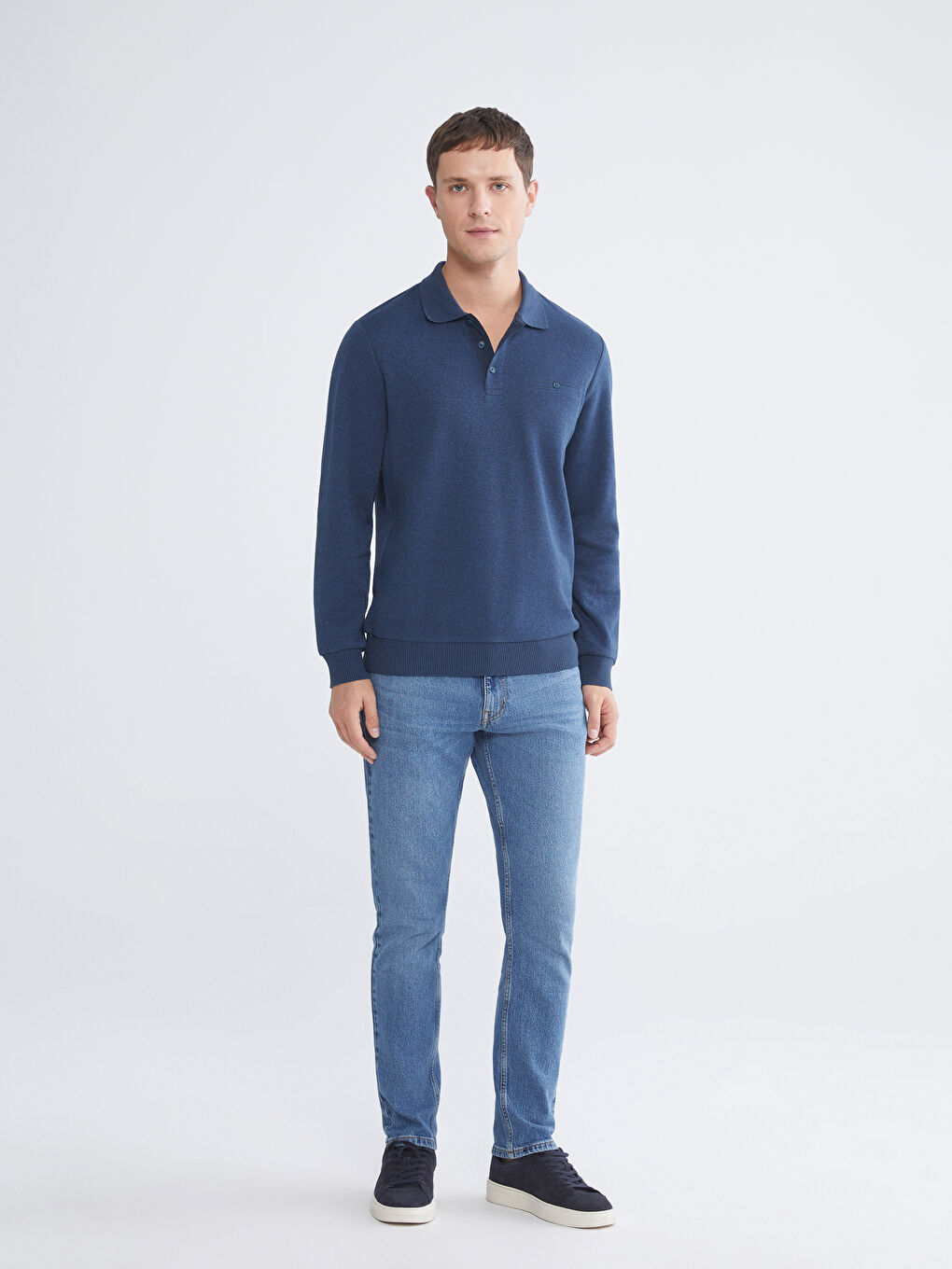 Polo Neck Long Sleeve Men's Sweatshirt-2