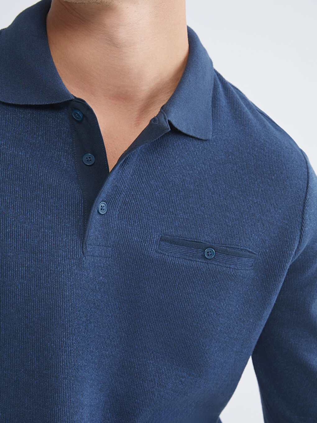 Polo Neck Long Sleeve Men's Sweatshirt-4