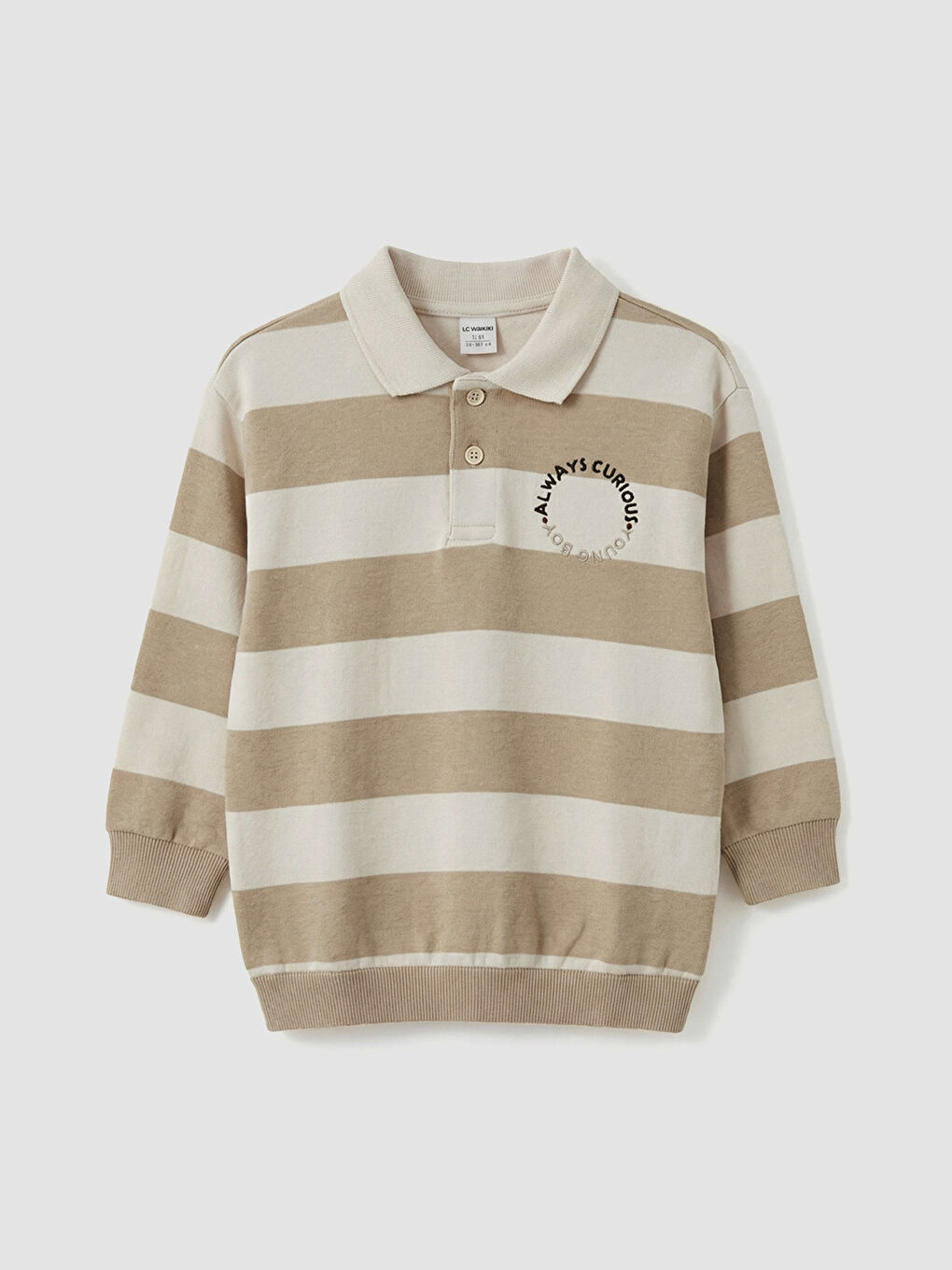 Polo Yaka Çizgili Erkek Çocuk Sweatshirt