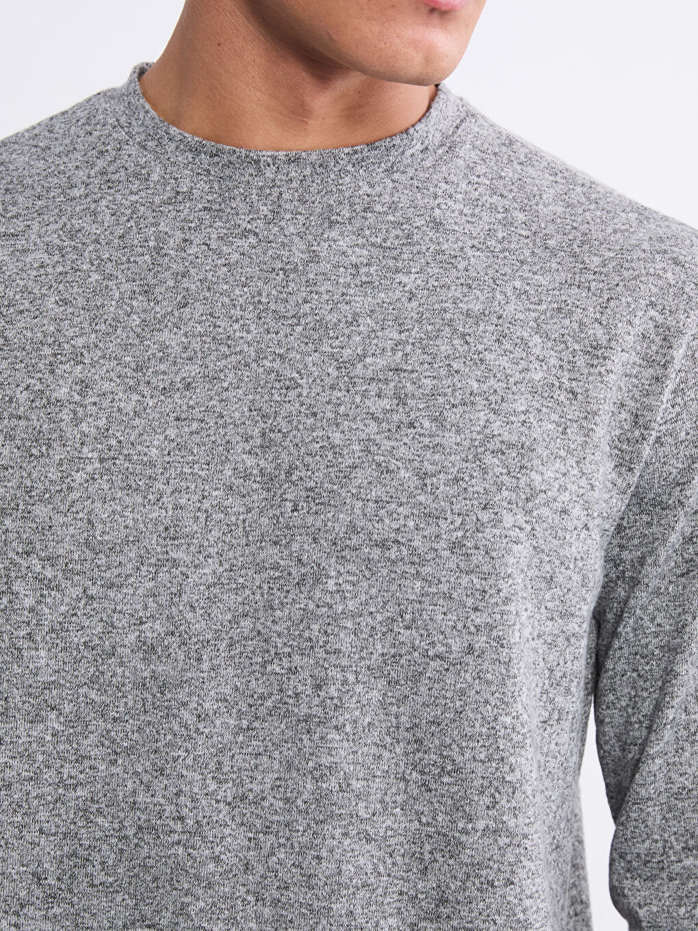 Gri Bisiklet Yaka Erkek Sweatshirt-2