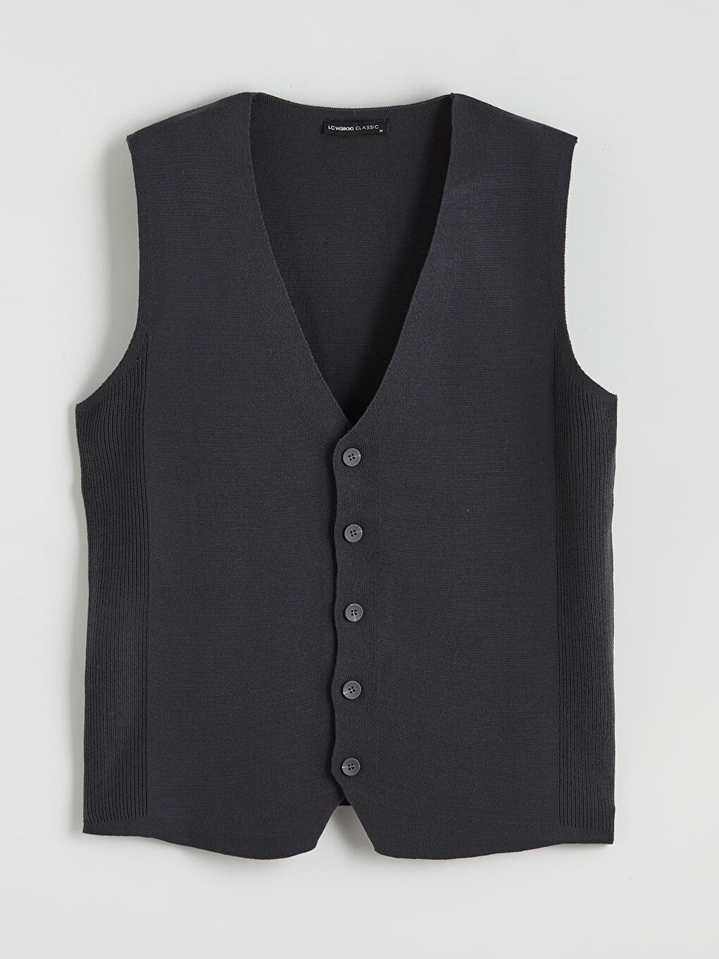 Antrasit Standart Kalıp V Yaka Erkek Triko Yelek-4