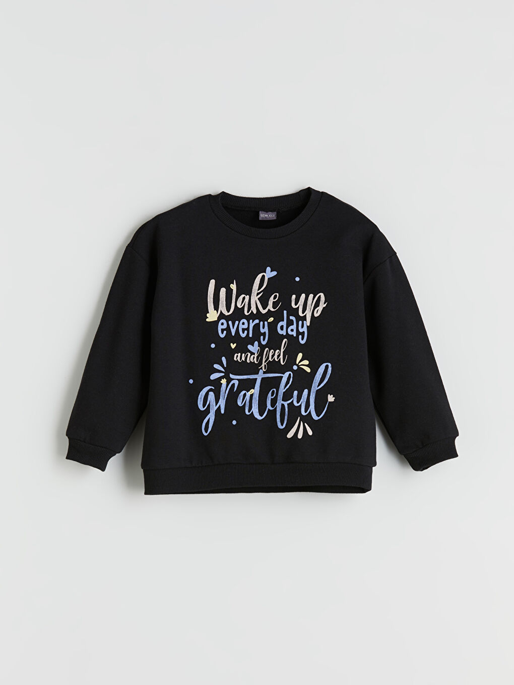 Siyah Bisiklet Yaka Kız Çocuk Pijama Takım-1