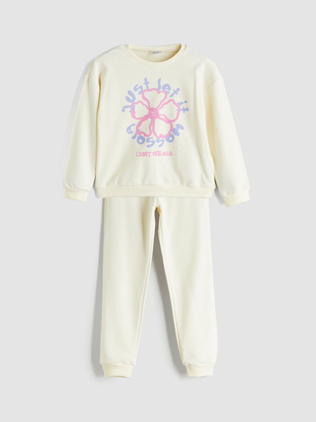 LCW ECO Crew Neck Girls' Pyjama Set -W5DM90Z4-FEQ