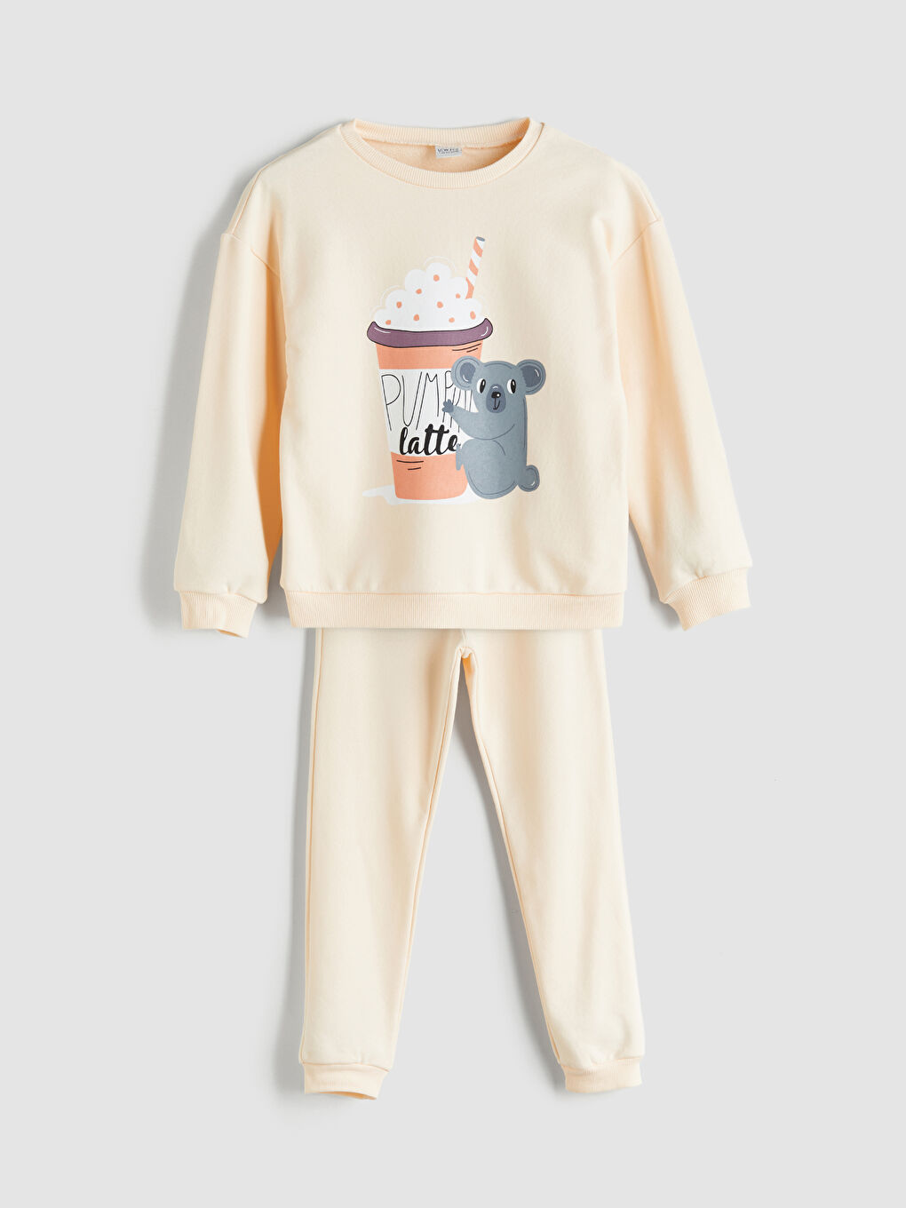 LCW ECO Crew Neck Girls' Pyjama Set -W5DM90Z4-FQ5