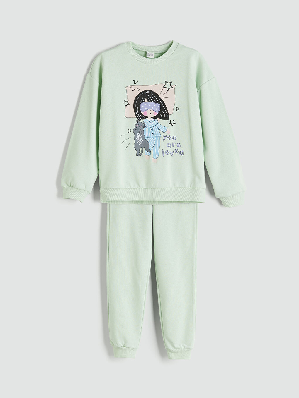 LCW ECO Crew Neck Girls' Pyjama Set -W5DM90Z4-FV3