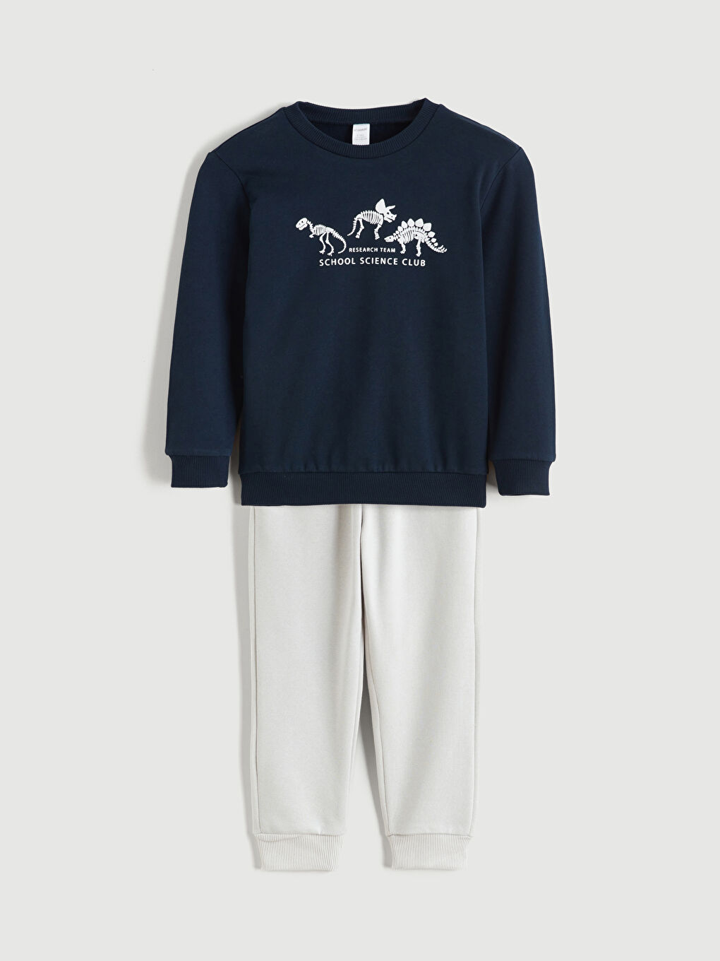 Lacivert Dinozor Baskılı Erkek Çocuk Sweatshirt ve Eşofman Alt