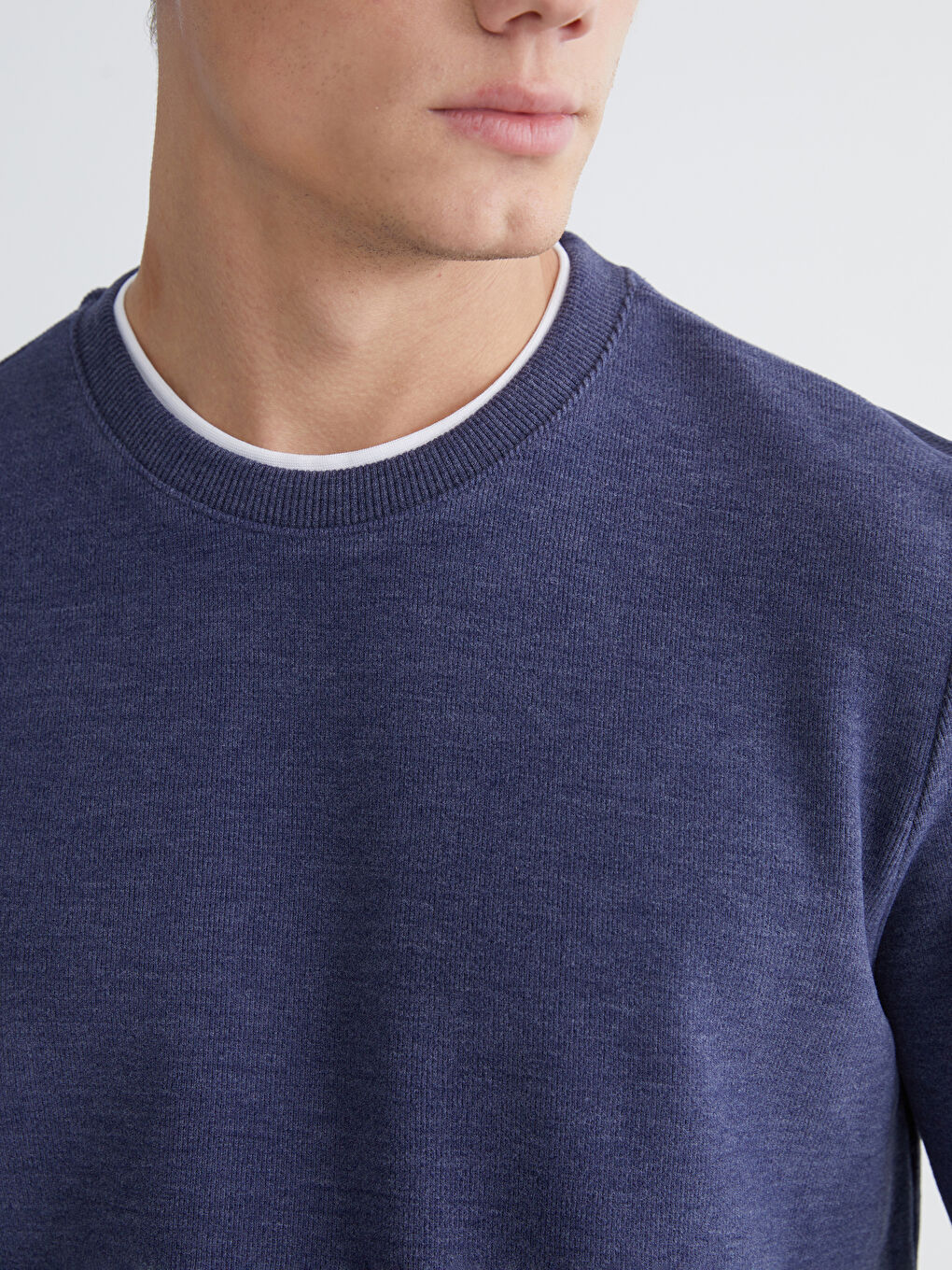 İndigo Bisiklet Yaka Erkek Sweatshirt-2