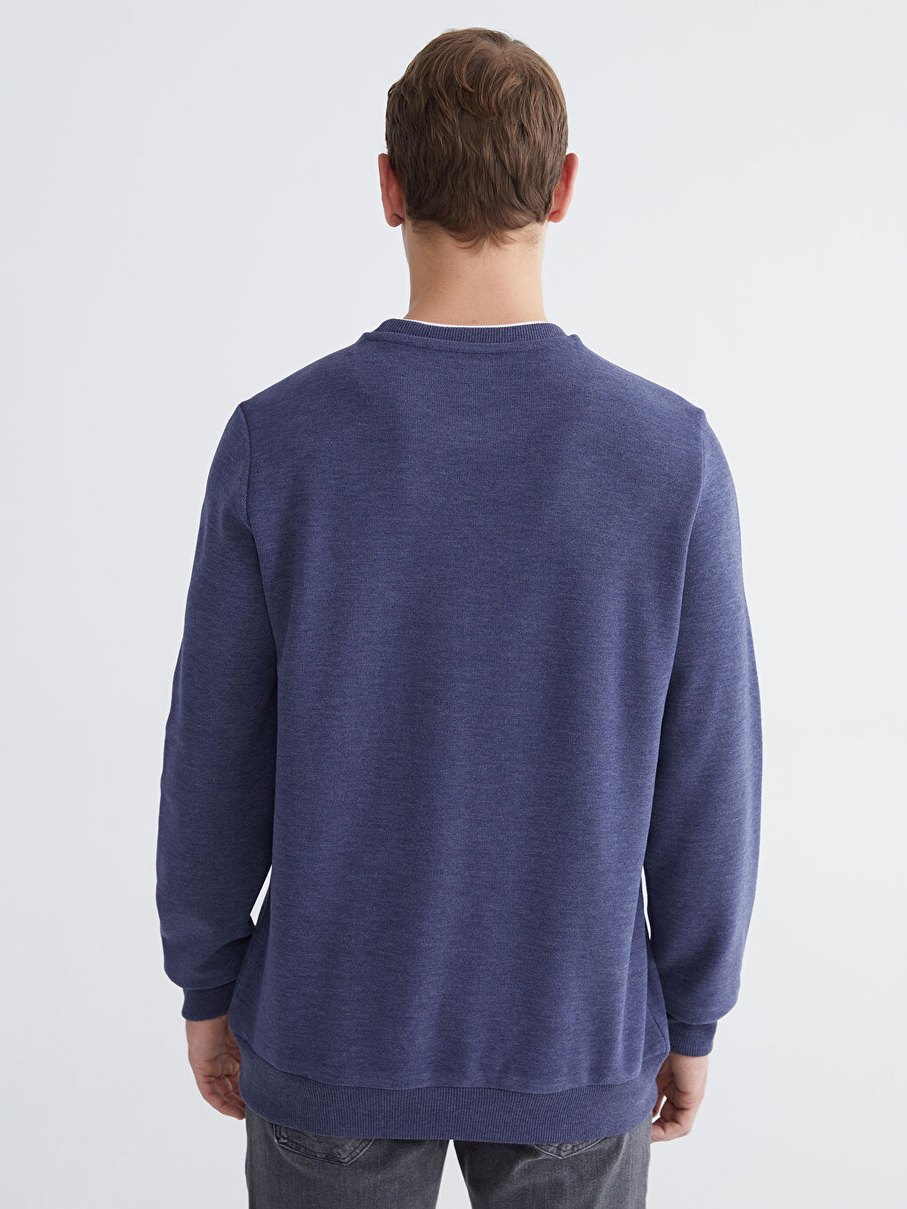 İndigo Bisiklet Yaka Erkek Sweatshirt-3