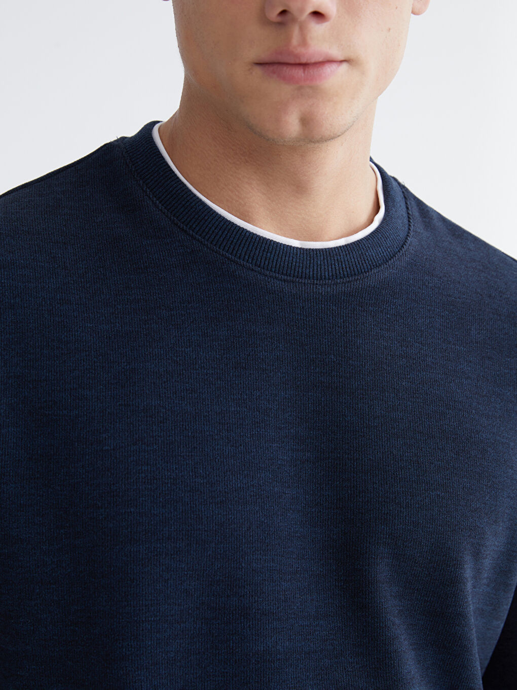 Lacivert Bisiklet Yaka Erkek Sweatshirt-2