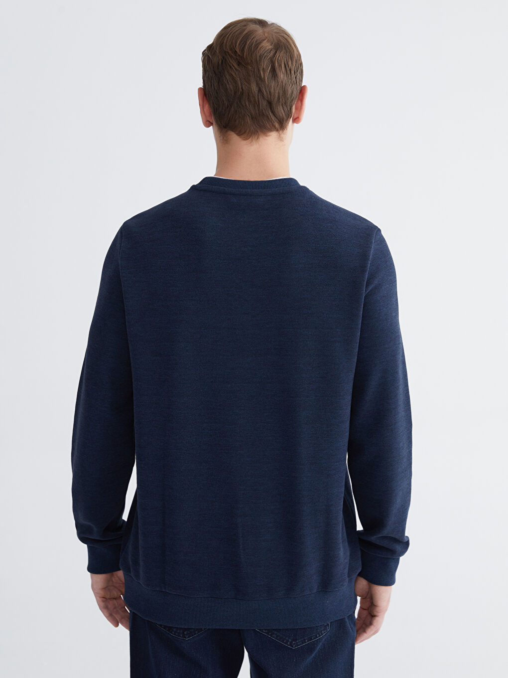 Lacivert Bisiklet Yaka Erkek Sweatshirt-3