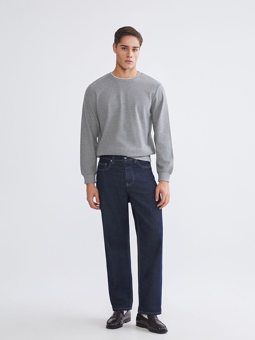 Мужская толстовка с круглым вырезом и длинными рукавами-1