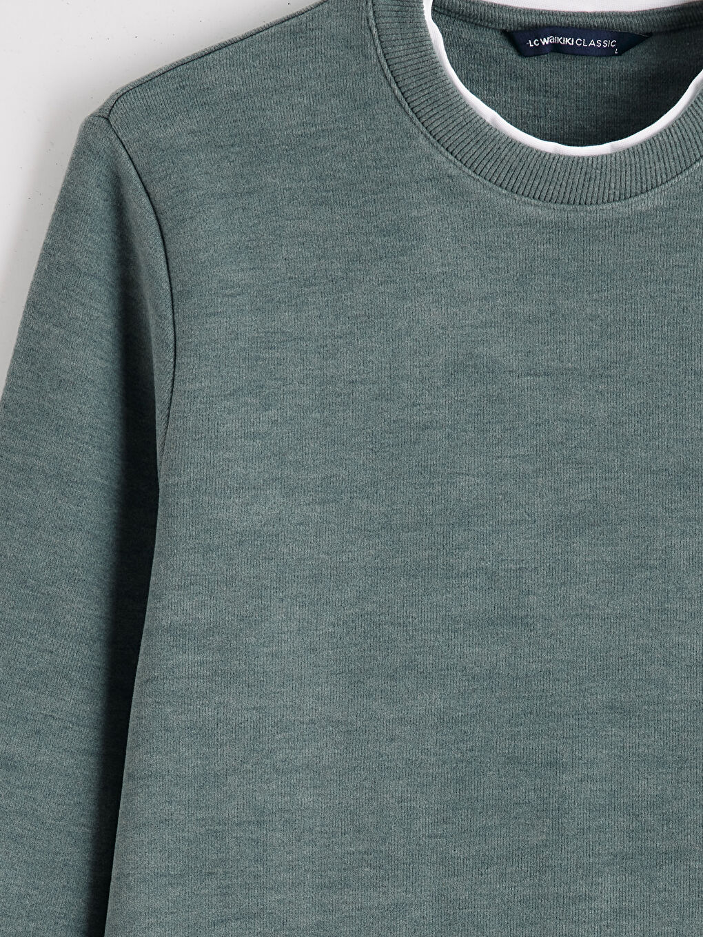 Yeşil Bisiklet Yaka Erkek Sweatshirt-5