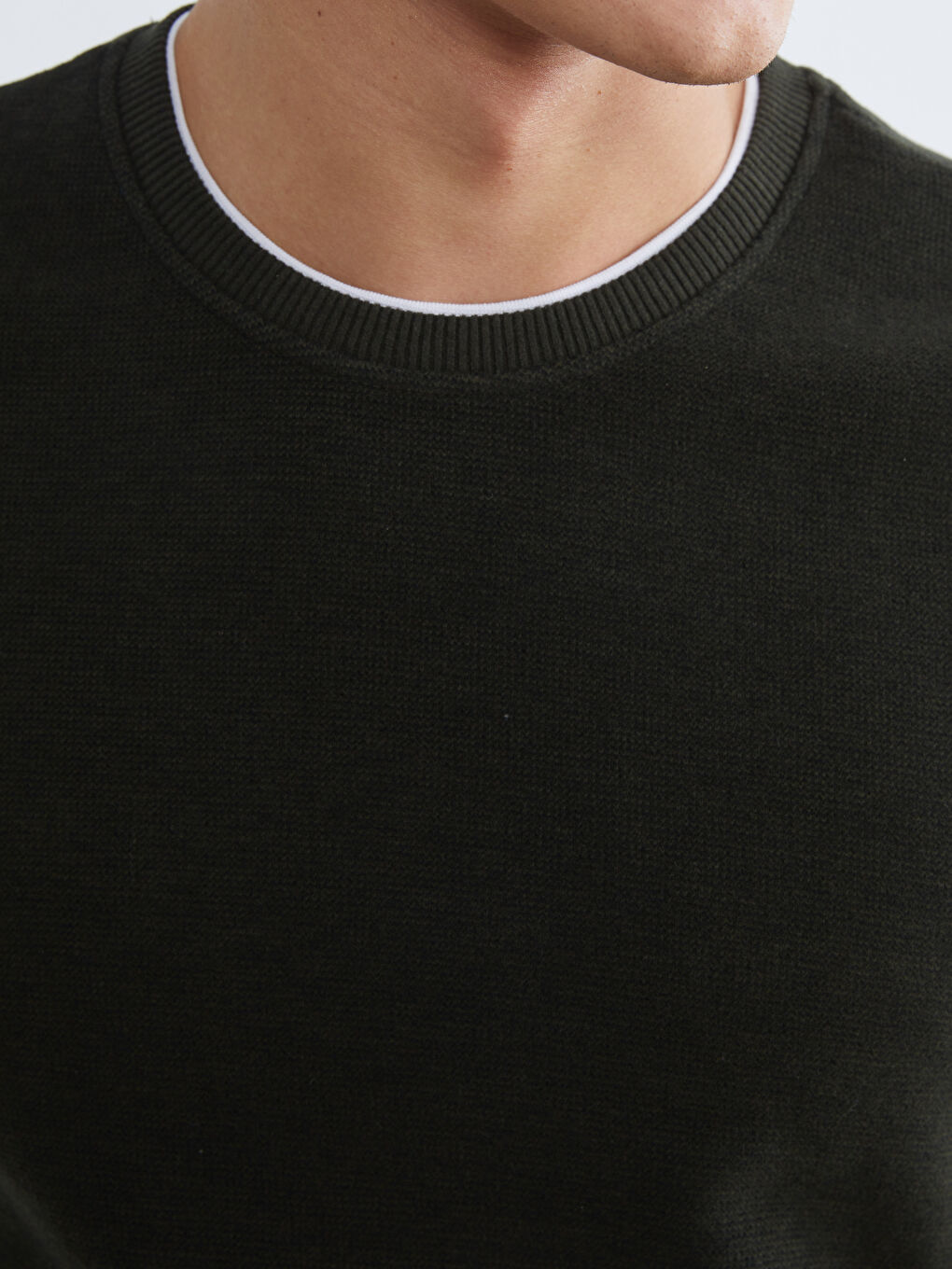 Haki Bisiklet Yaka Erkek Sweatshirt-2