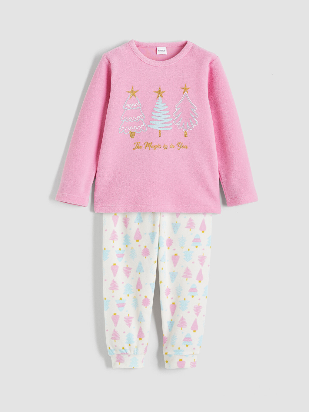 New Year Themed Girls' Fleece Pyjama Set