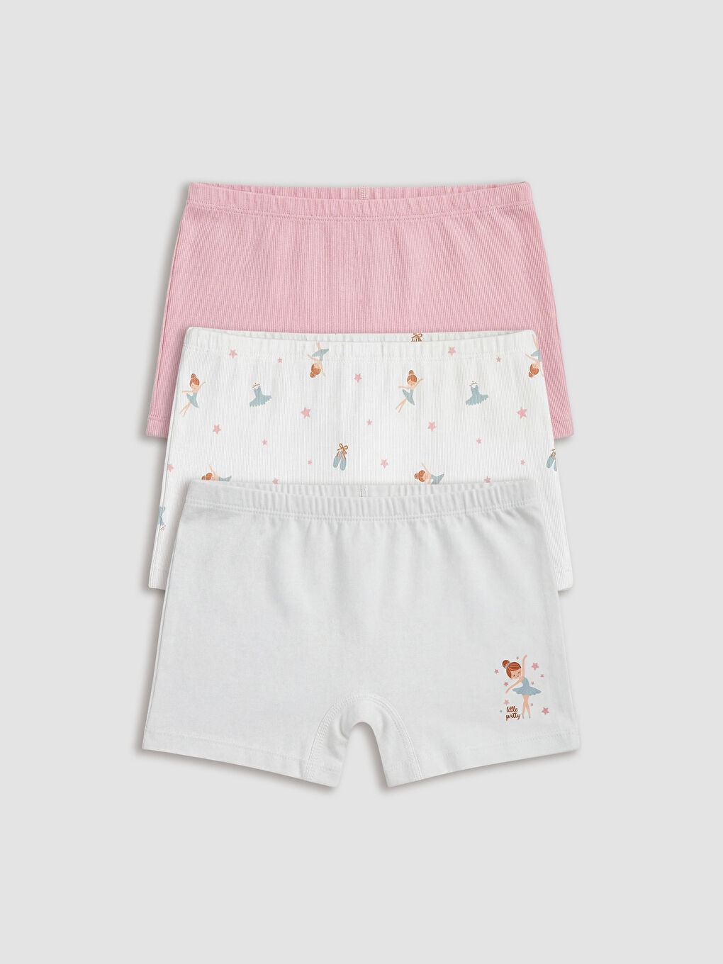 Ekru Baskılı Kız Çocuk Boxer 3'lü-1