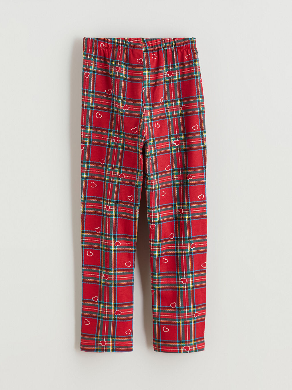 Kırmızı Beli Lastikli Ekose Kız Çocuk Pijama Altı