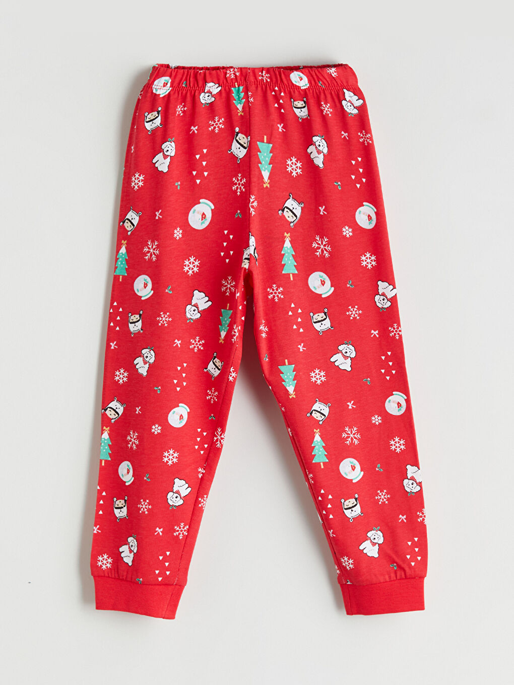 Crew Neck Christmas Themed Girls' Pyjama Set-4