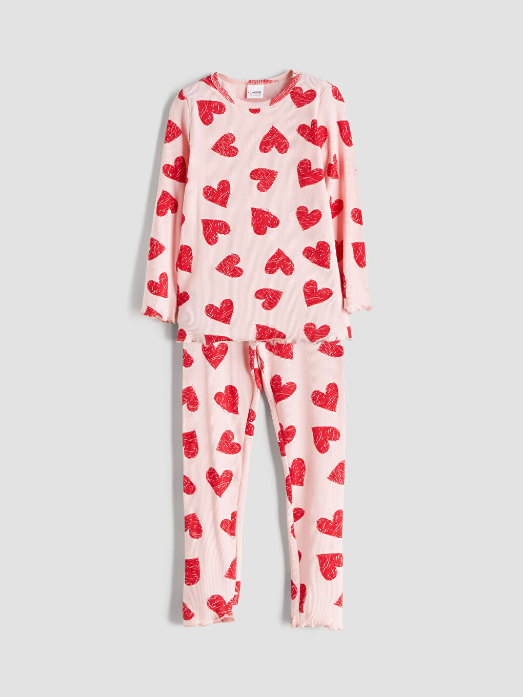 Crew Neck Printed Girls' Pyjama Set