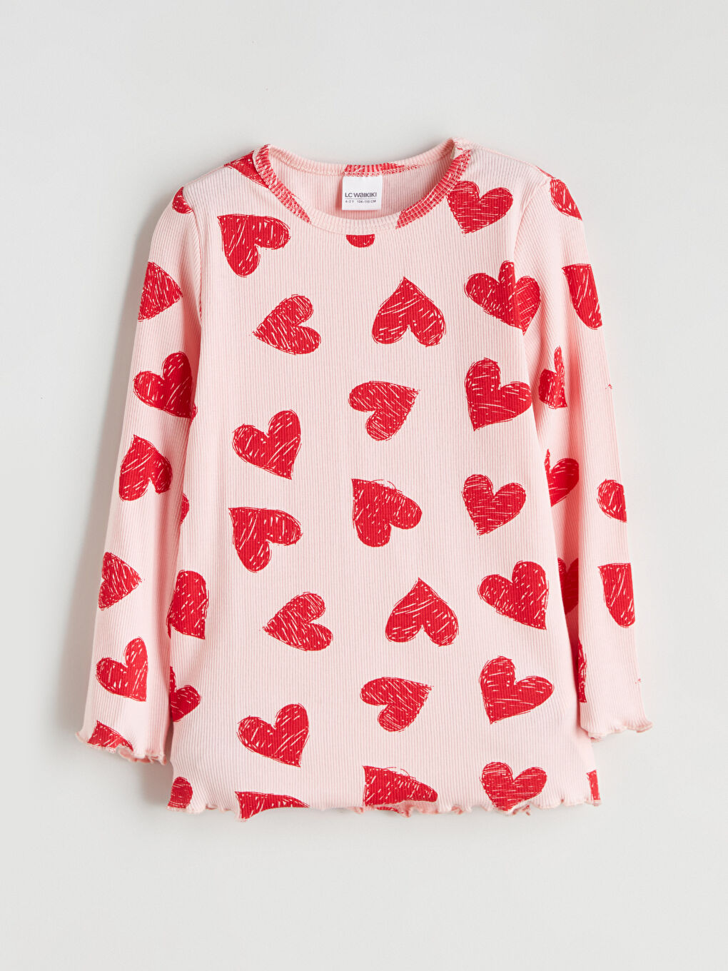 Crew Neck Printed Girls' Pyjama Set-1