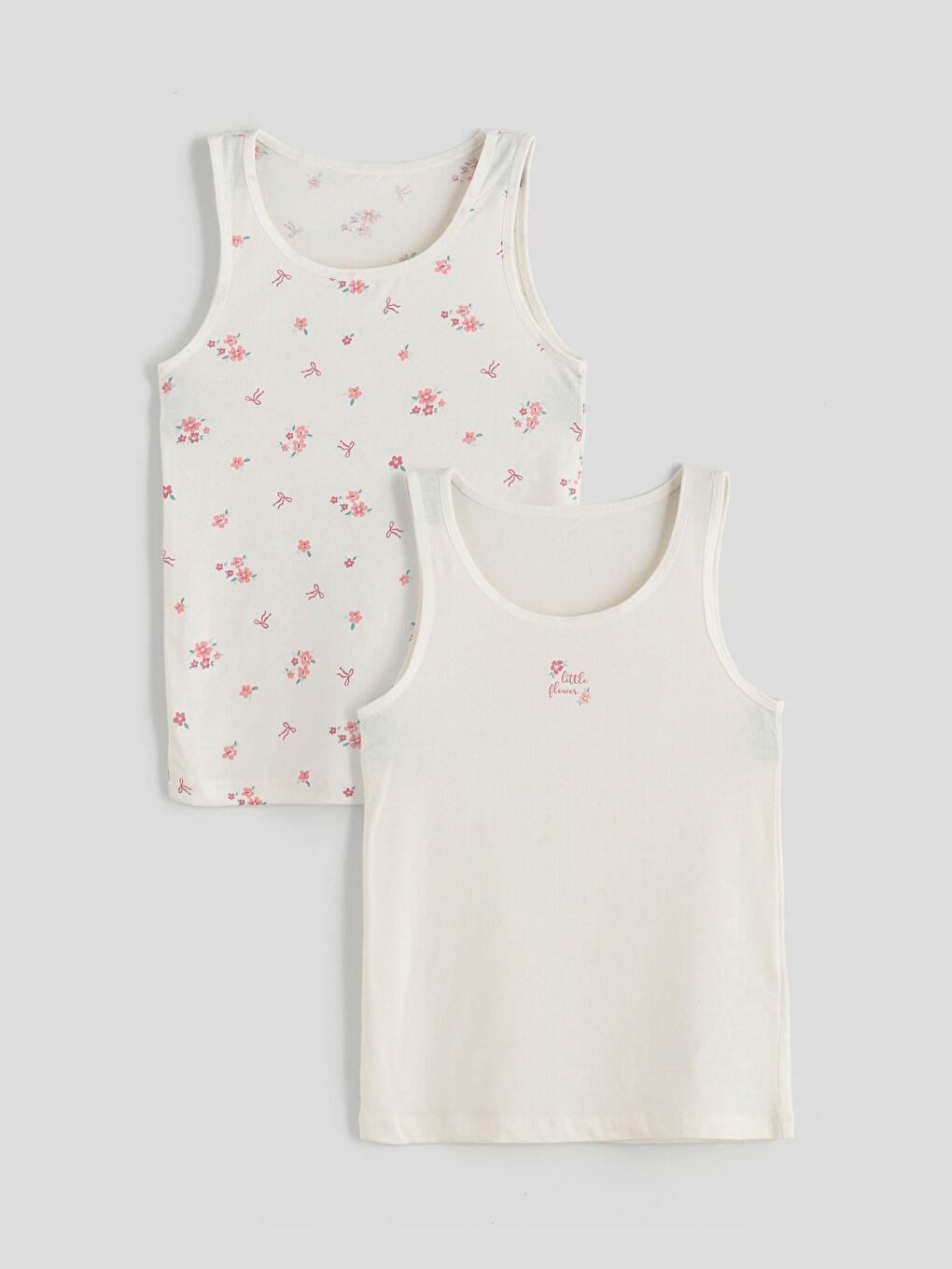 Crew Neck Floral Girls' Tank Top 2 Pack