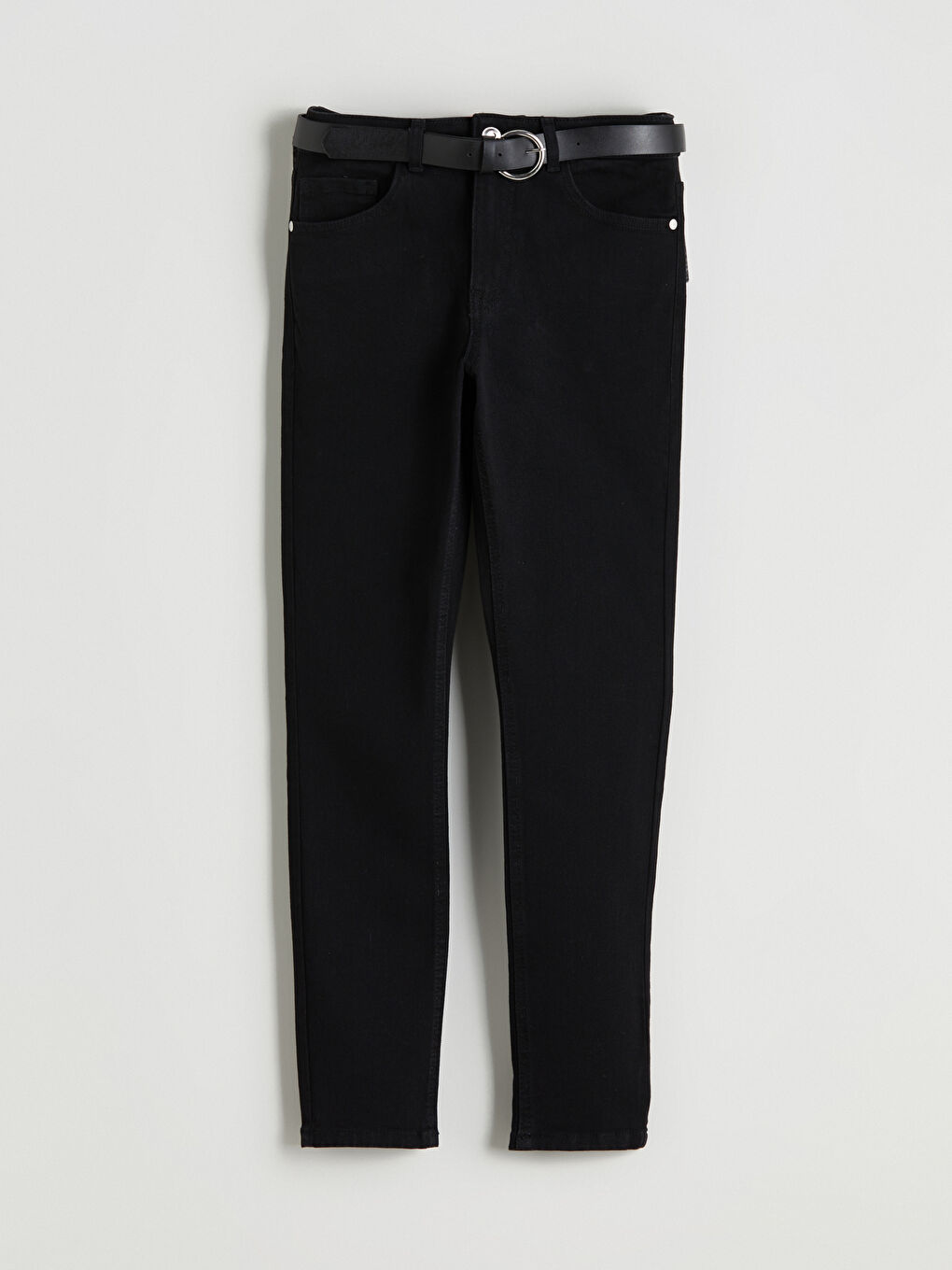 Siyah Beli Kemerli Mercury Skinny Fit Kadın Jean Pantolon-4