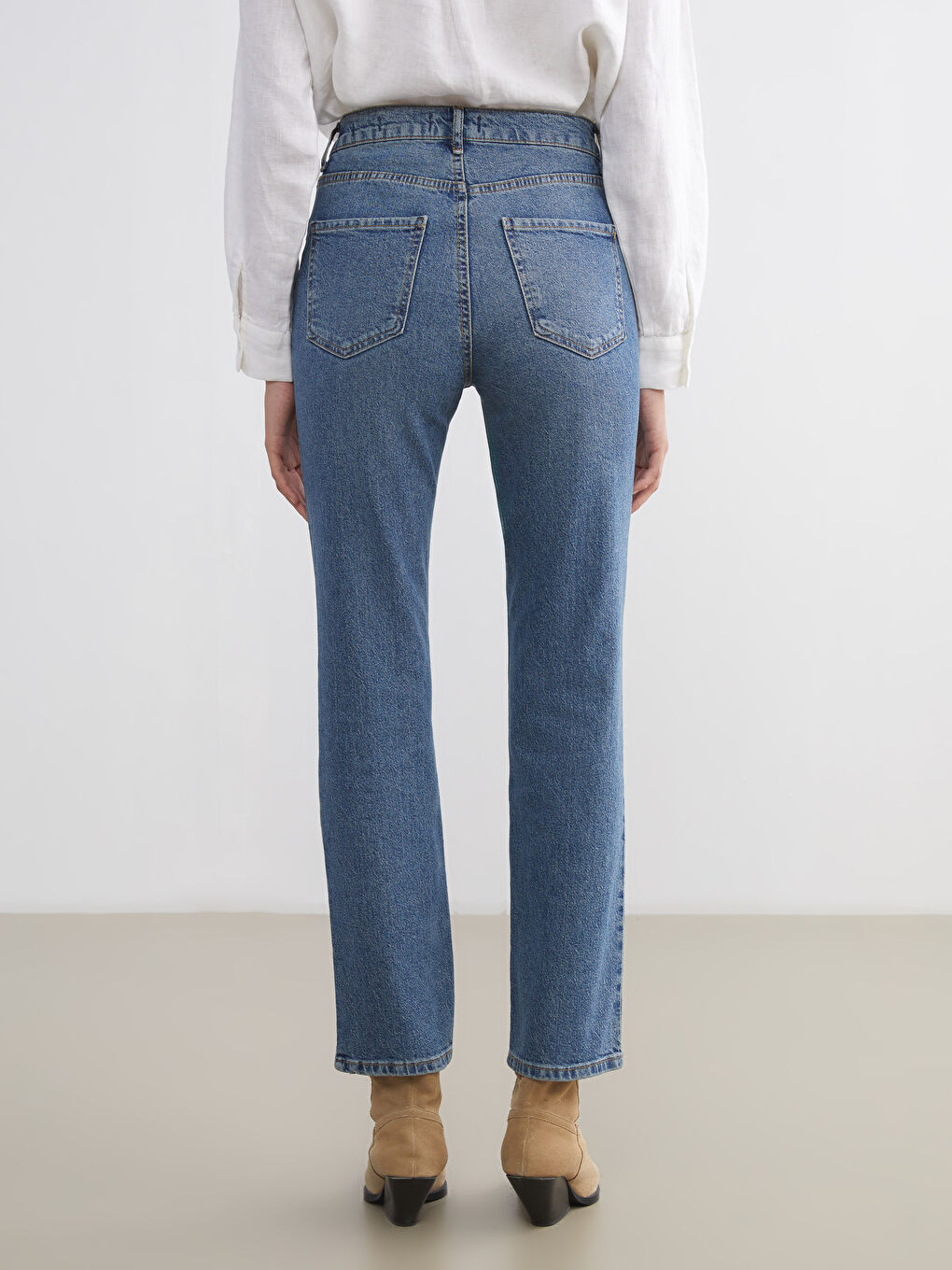 İndigo Mom Fit Kadın Jean Pantolon-3