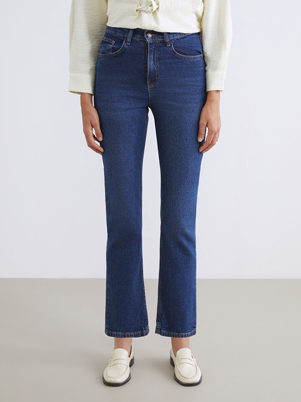 İndigo Mom Fit Kadın Jean Pantolon-1