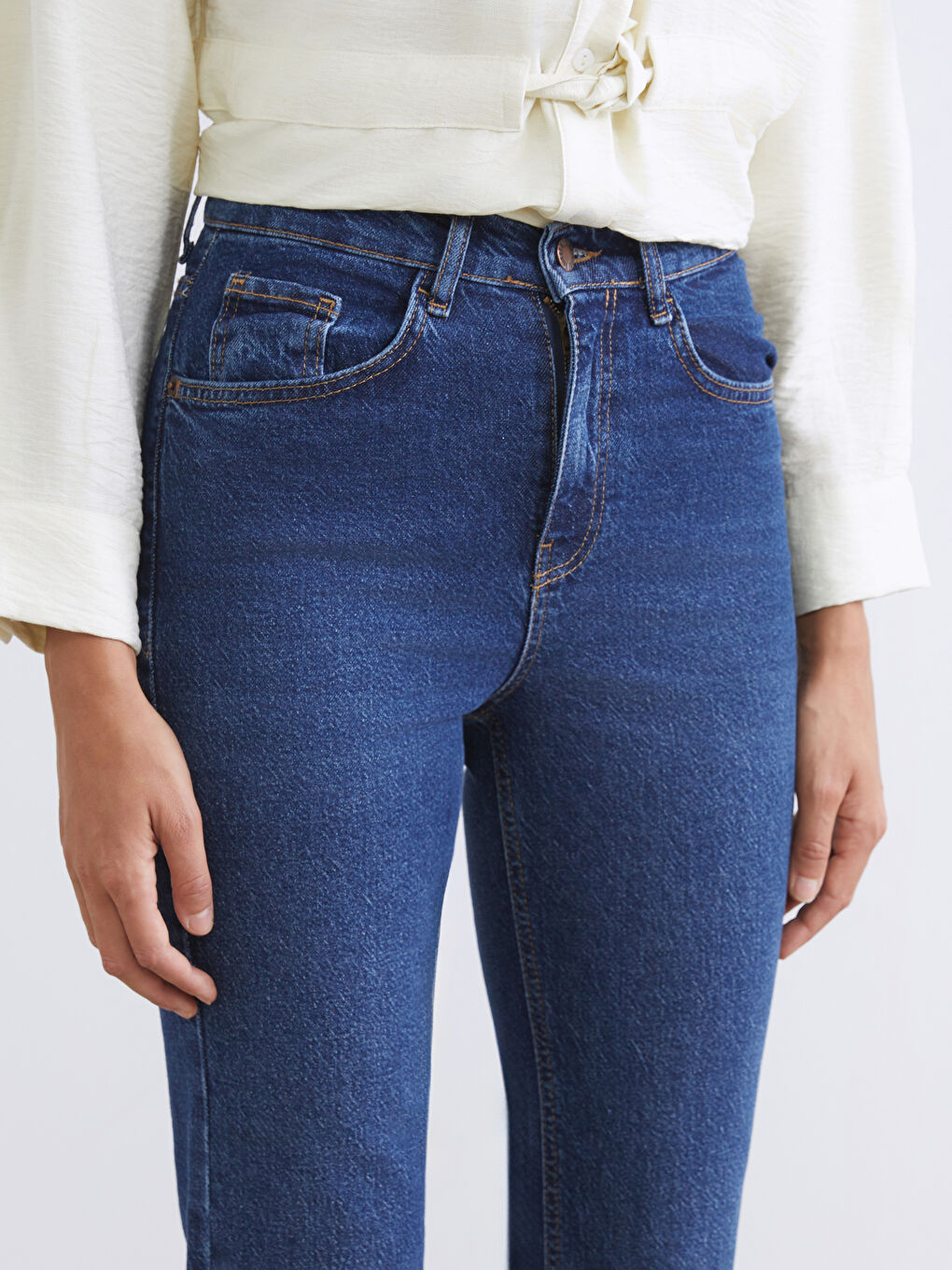 İndigo Mom Fit Kadın Jean Pantolon-2