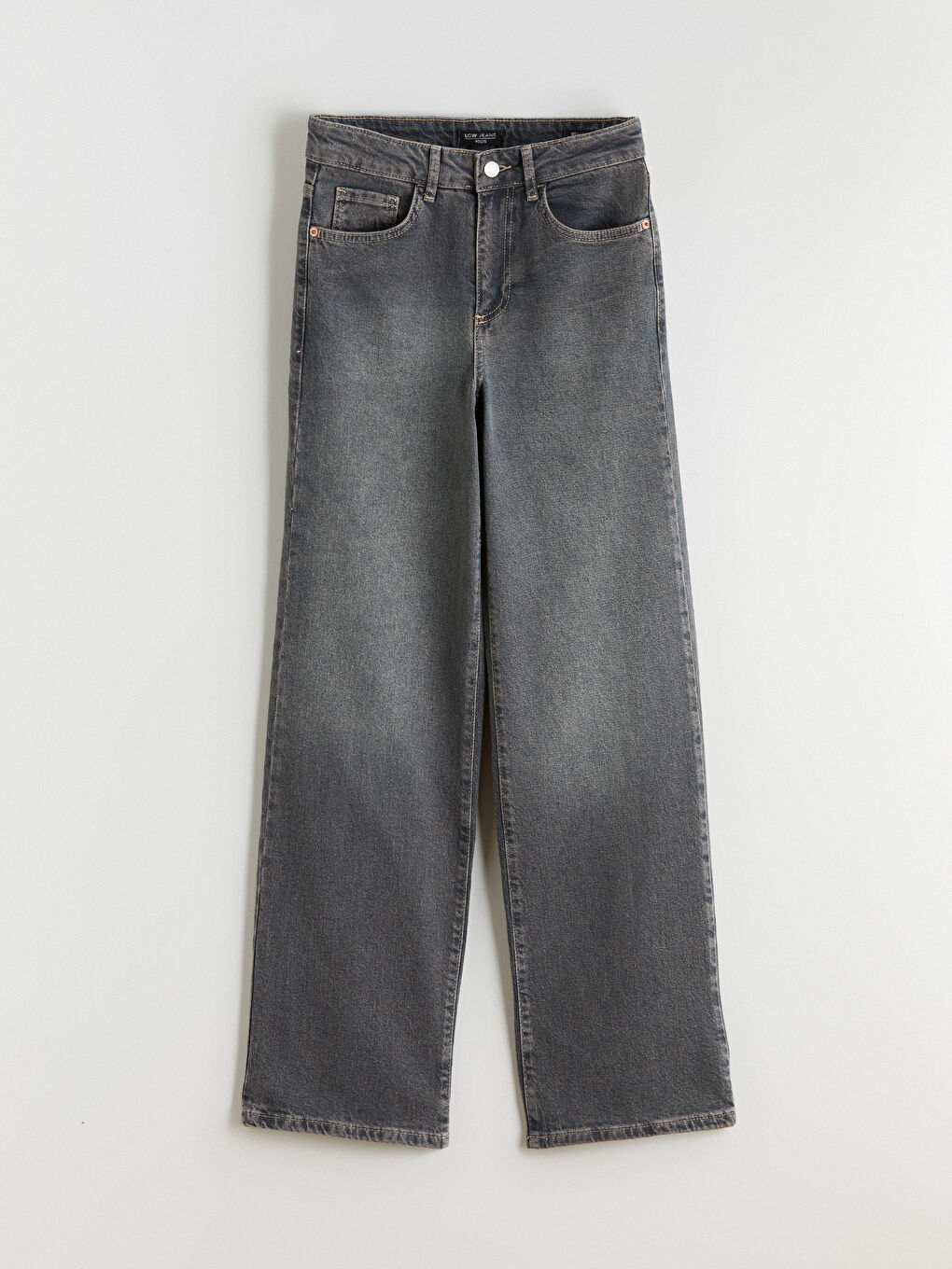 Gri Wideleg Kadın Jean Pantolon-4