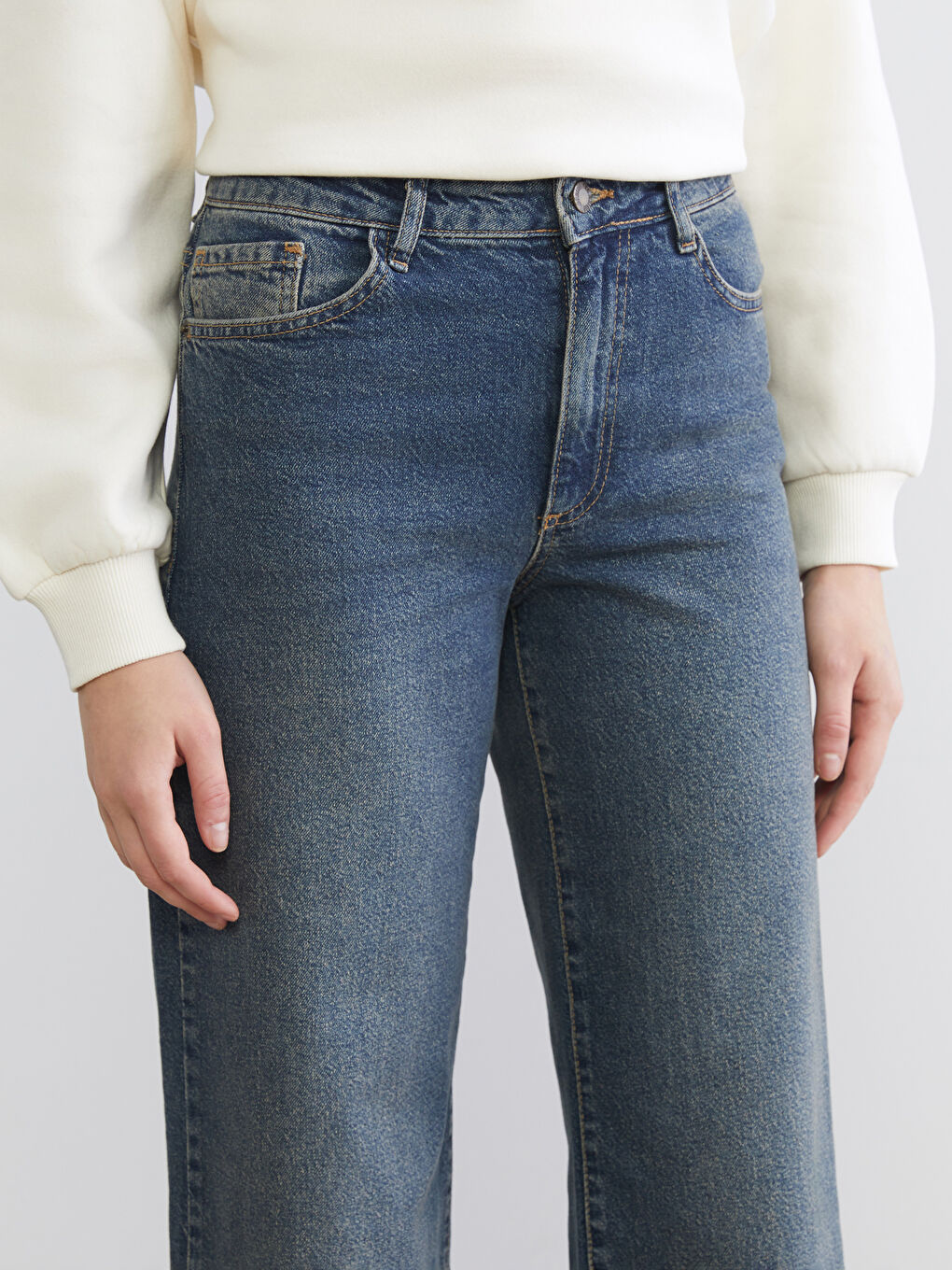 İndigo Wideleg Kadın Jean Pantolon-2