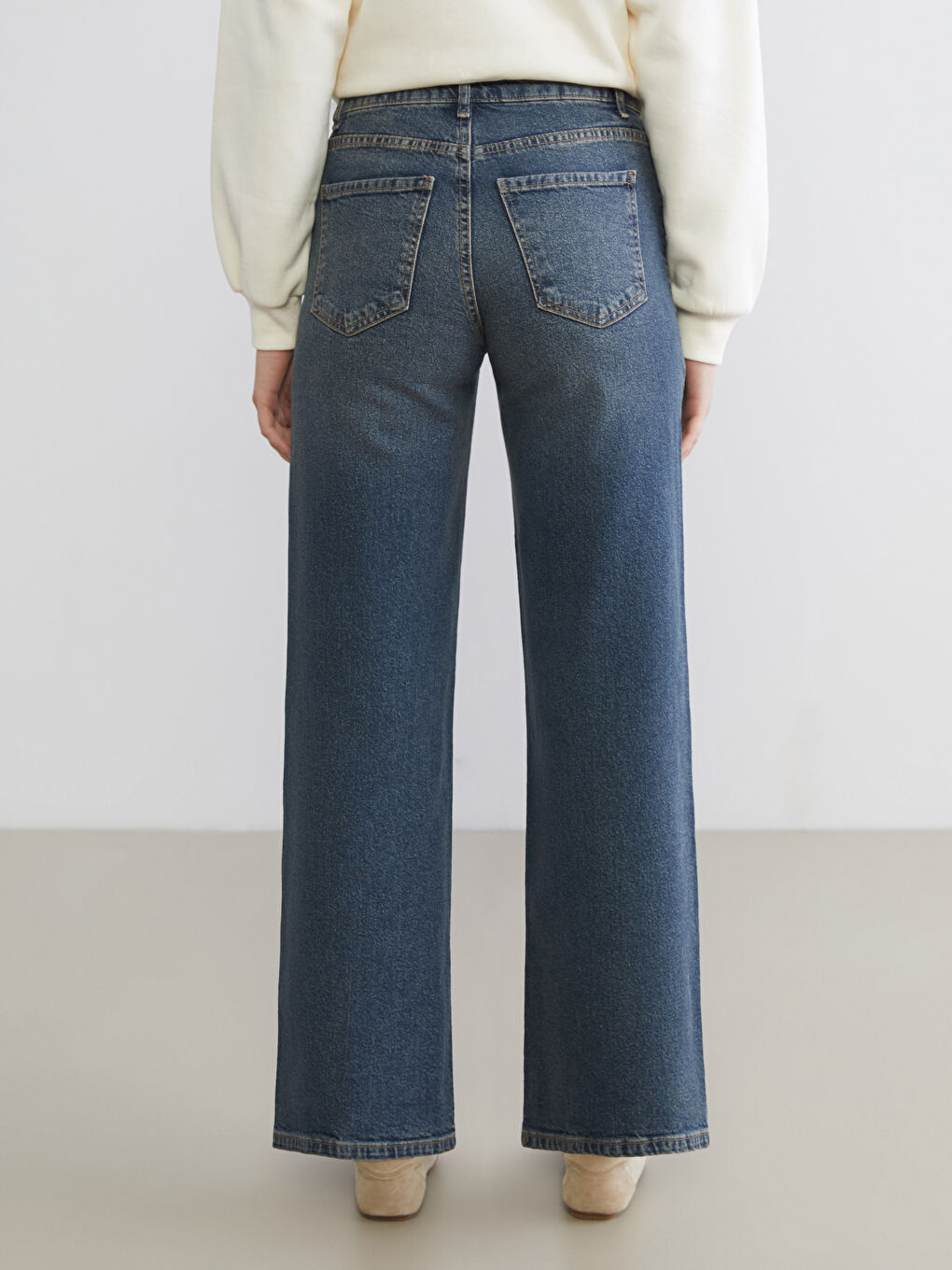 İndigo Wideleg Kadın Jean Pantolon-3