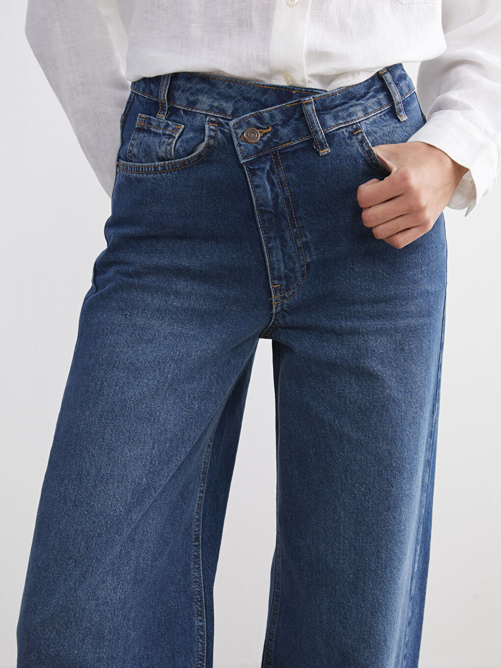 İndigo Wideleg Kadın Jean Pantolon-2