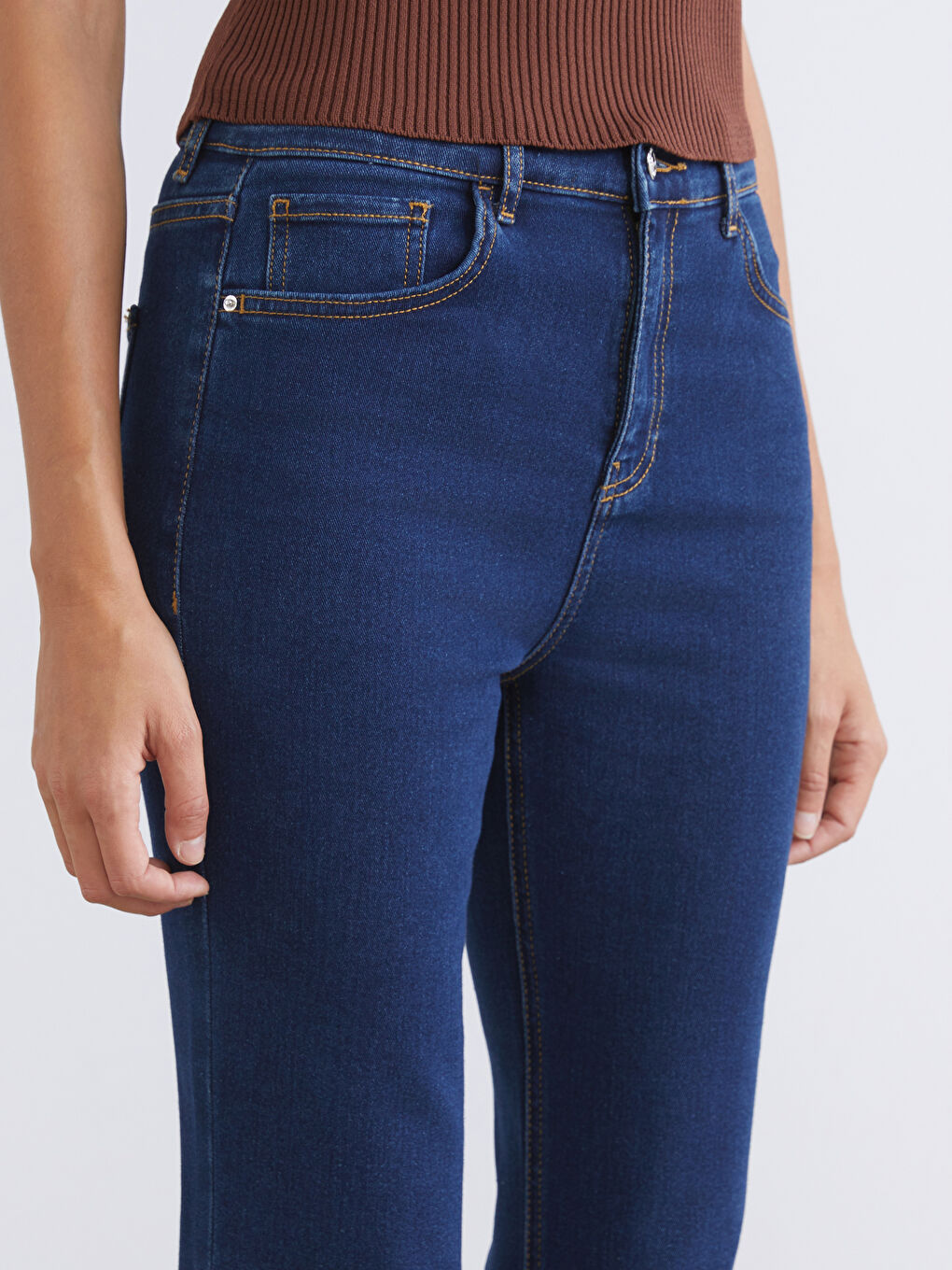 İndigo Flare Kadın Jean Pantolon-3