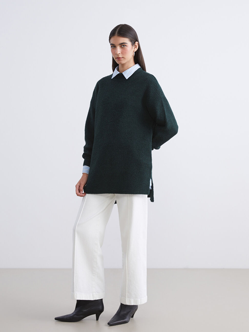 Funnel Neck Women's Knit Sweater-1