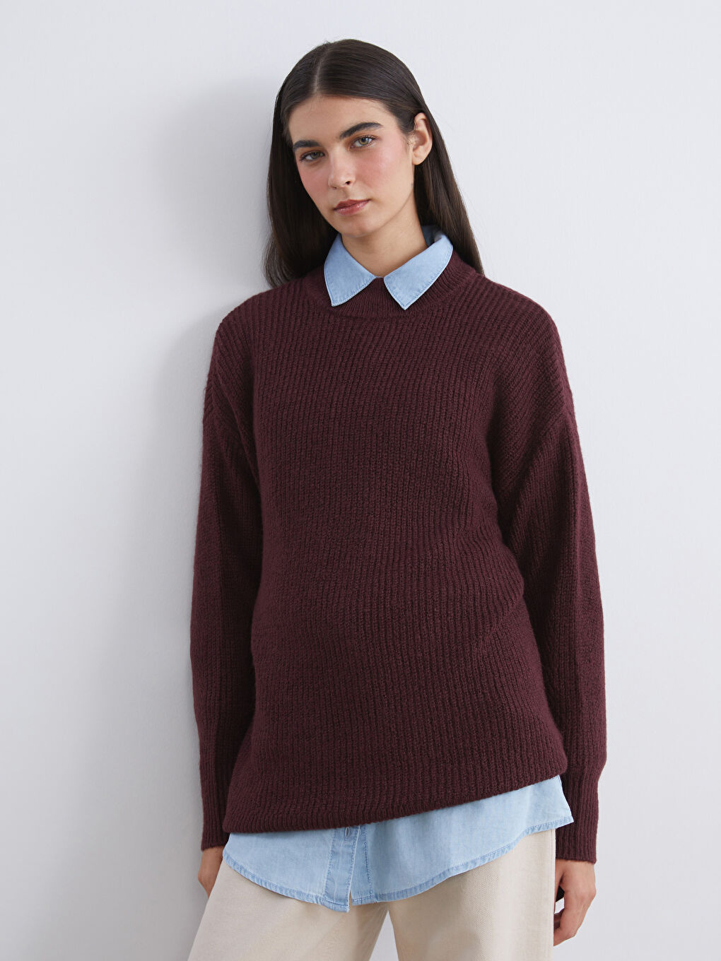 Funnel Neck Women's Knit Sweater