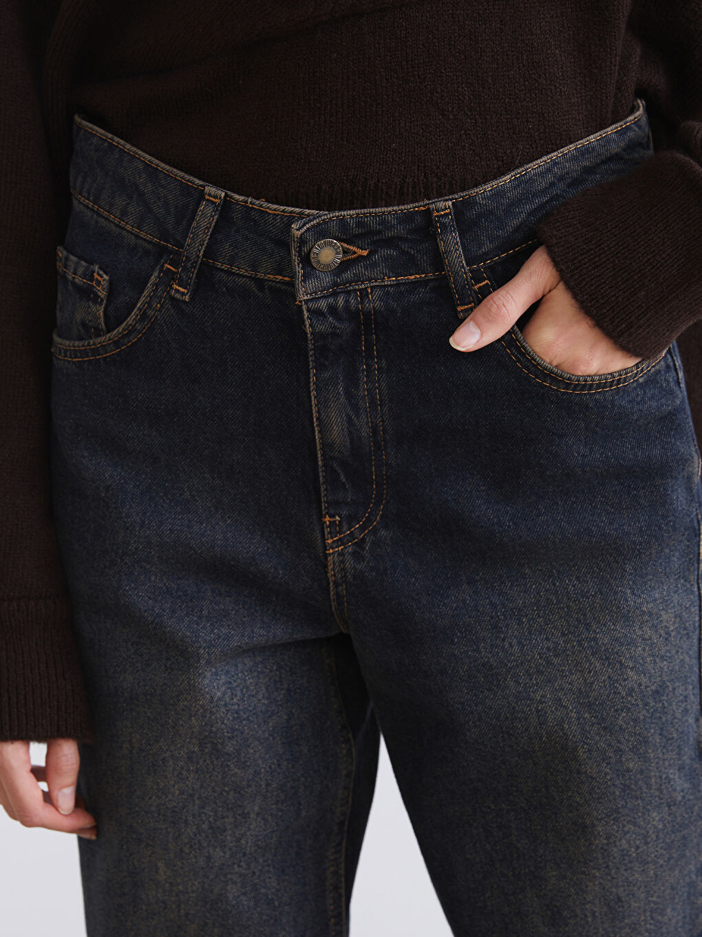 İndigo Wideleg Kadın Jean Pantolon-2