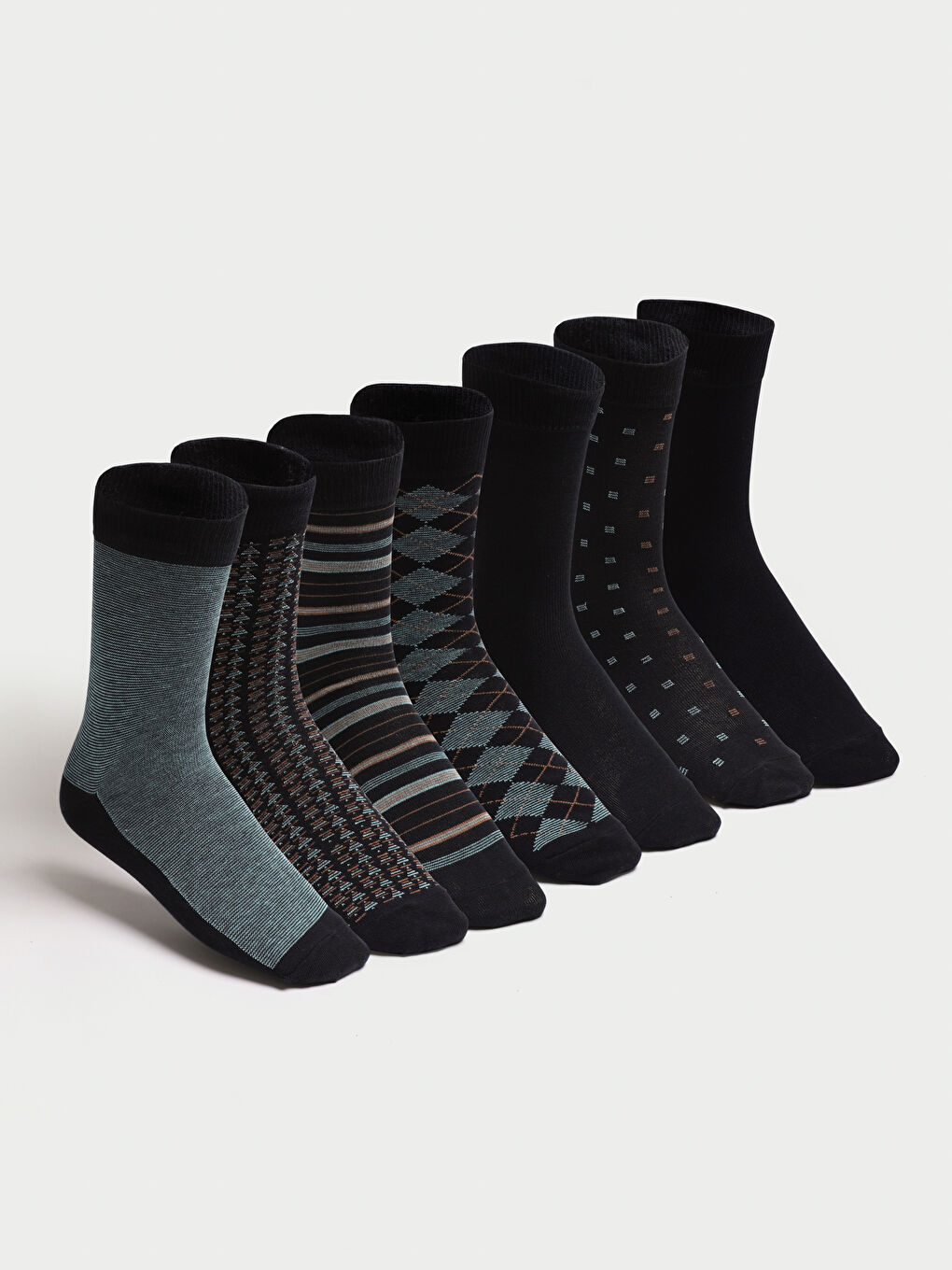 Patterned Men's Ankle Socks 7 Pack